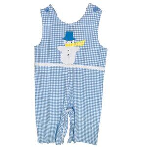 Funtasia Too Baby Boys Snowman Christmas Holiday Appliqué Longalls 6m - 9m